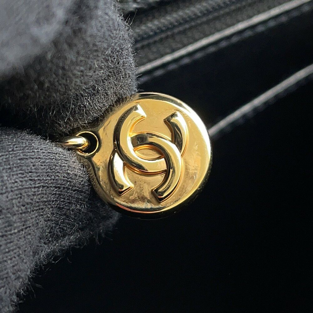 シャネル ハンドバッグ ココマーク トップハンドル キャビアスキン CHANEL 黒