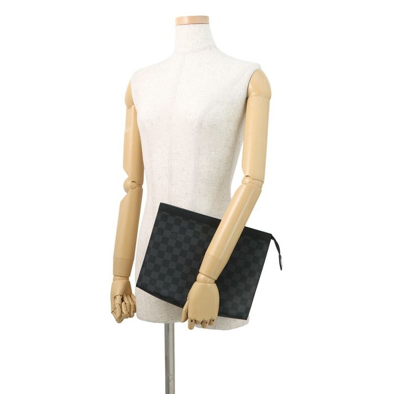 ルイヴィトン クラッチバッグ ダミエ・グラフィット ポシェット･ヴォワヤージュMM N41696 LOUIS VUITTON 黒 ブラック