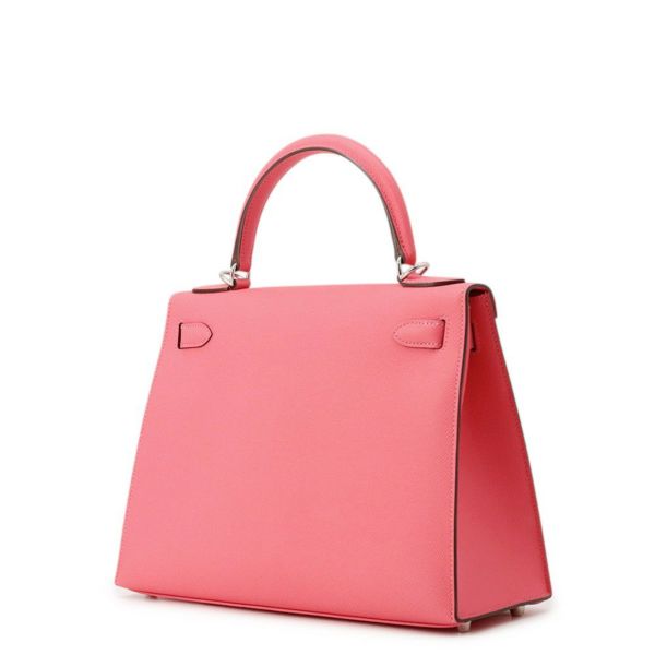 エルメス ハンドバッグ ケリー28 外縫い ローズアザレ/シルバー金具 エプソン D刻印 ２wayショルダー