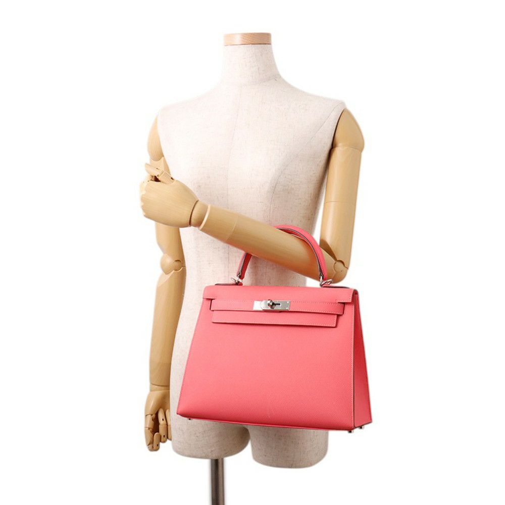 エルメス ハンドバッグ ケリー28 外縫い ローズアザレ/シルバー金具 エプソン D刻印 ２wayショルダー