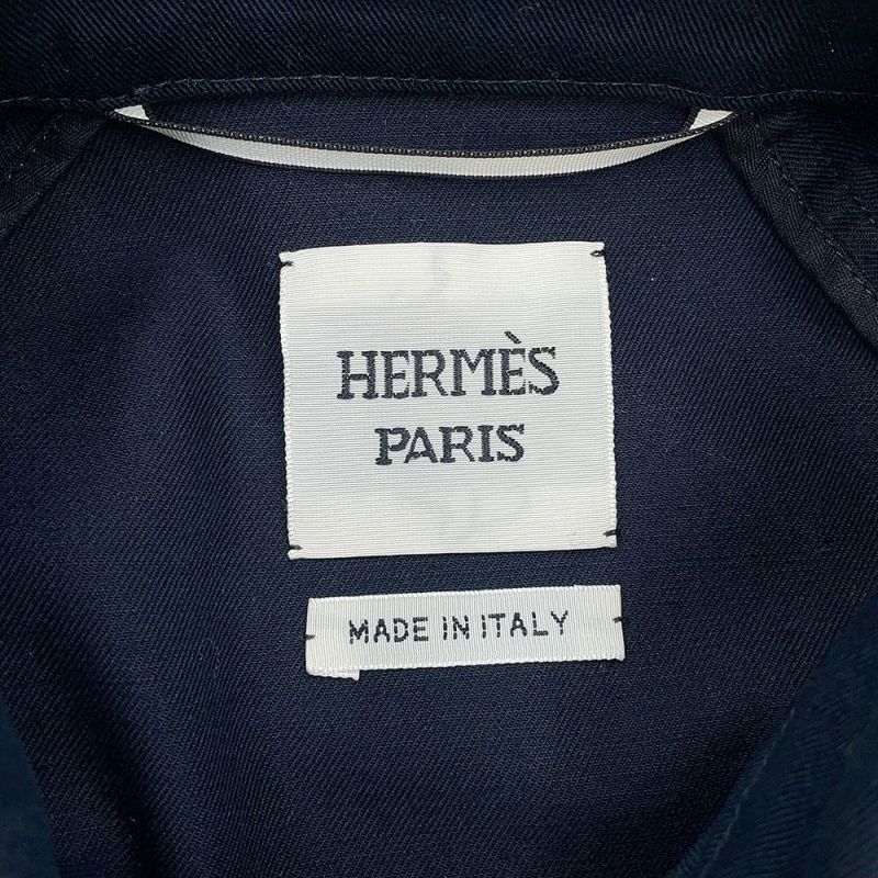 エルメス ジャケット Veste taille brodee a smocks シャツ ジャケット コットン レディースサイズ34 HERMES