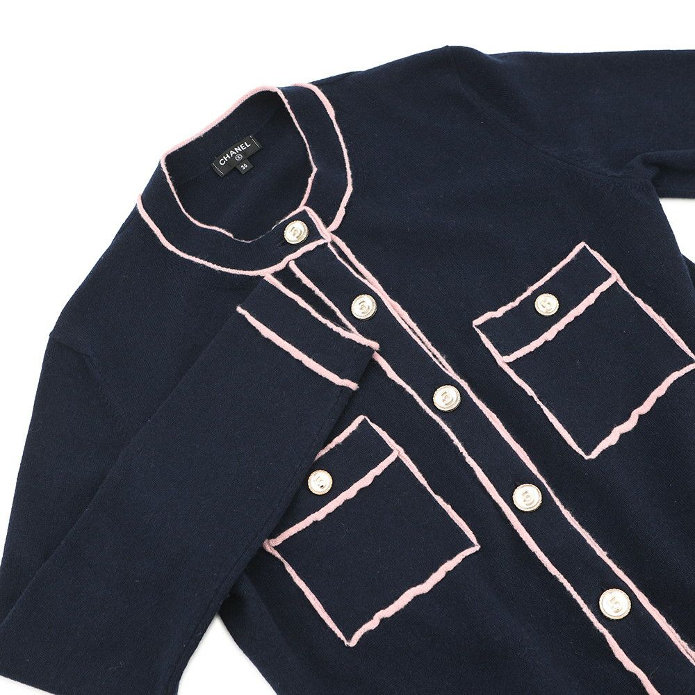 シャネル カーディガン No5ボタン ノーカラーカーディガン カシミヤ レディースサイズ36 P70793 CHANEL トップス