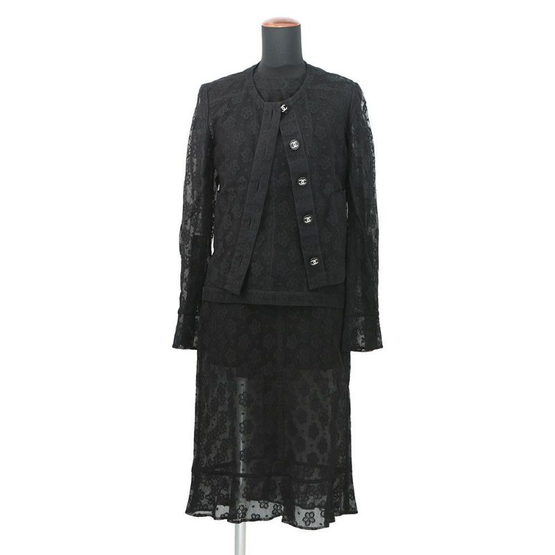 シャネル セットアップ レース アンサンブル レディースサイズ34/36/36 P75162/P75235/P75163 CHANEL 黒