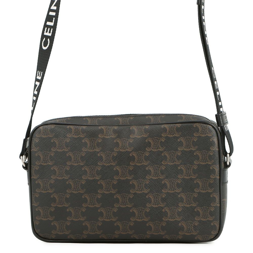 セリーヌ ショルダーバッグ トリオンフ ホリゾンタル ミディアム メッセンジャーバッグ PVC/レザー 197202 CELINE 黒