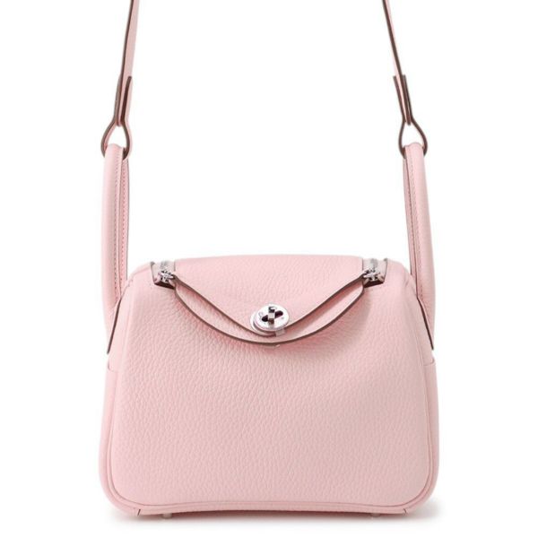 エルメス リンディ ミニ ヴェルソ ローズサクラ/グリペール/シルバー金具 トリヨンクレマンス K刻印 ２wayショルダー