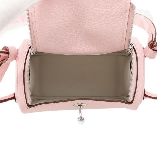 エルメス リンディ ミニ ヴェルソ ローズサクラ/グリペール/シルバー金具 トリヨンクレマンス K刻印 ２wayショルダー