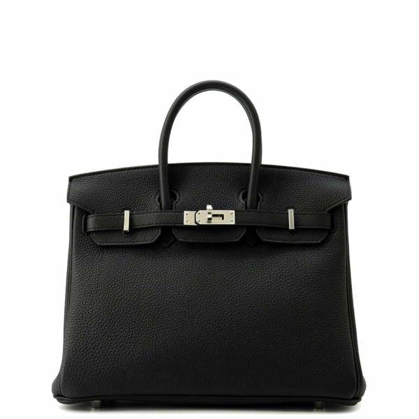 エルメス バーキン25 ブラック/シルバー金具 トゴ W刻印 HERMES Birkin ハンドバッグ 黒