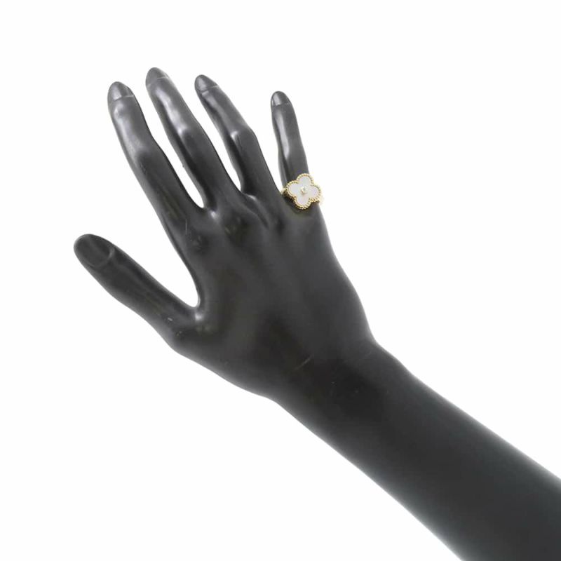 ヴァンクリーフ&アーペル リング ヴィンテージ アルハンブラ リング マザーオブパール ダイヤ K18YG VCARA41100