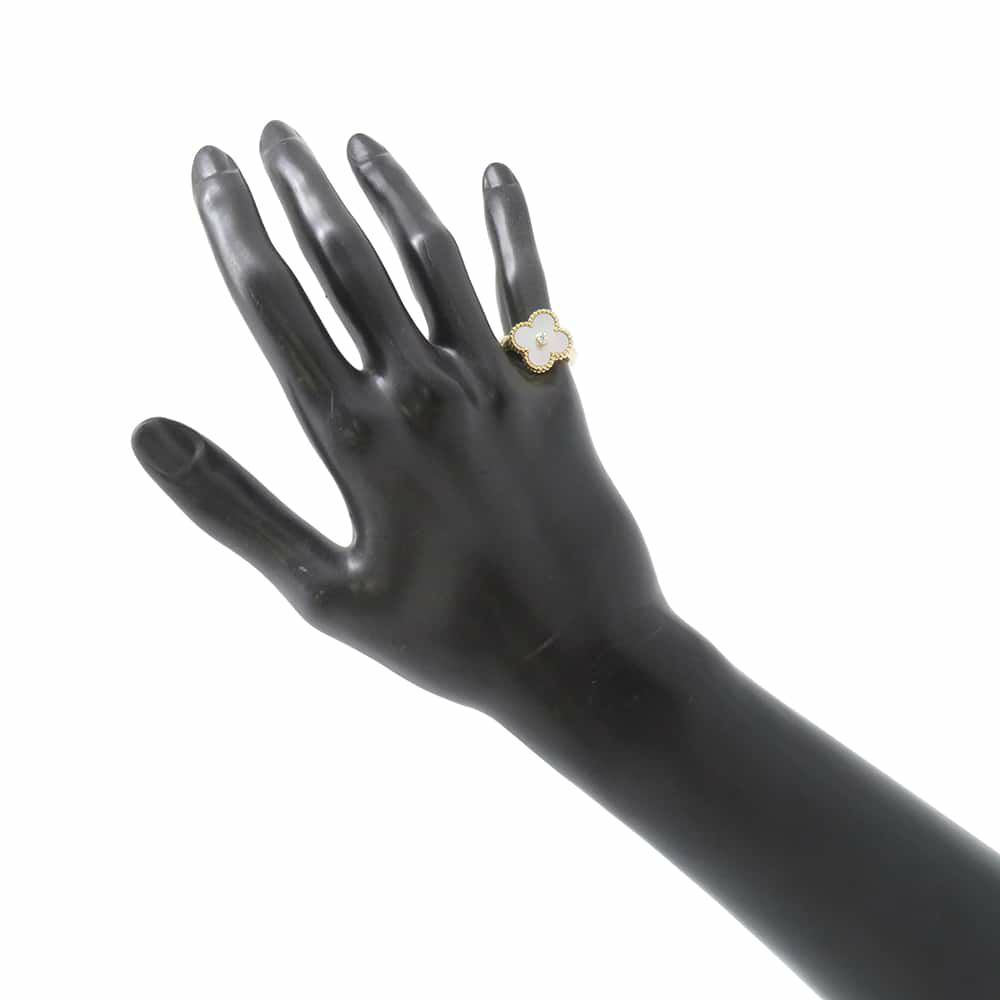 ヴァンクリーフ&アーペル リング ヴィンテージ アルハンブラ リング マザーオブパール ダイヤ K18YG VCARA41100