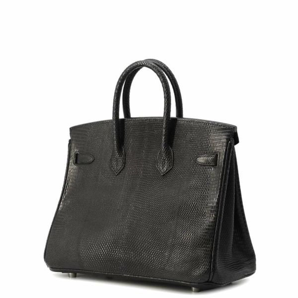 エルメス バーキン25 ブラック/シルバー金具 リザード □M刻印 HERMES Birkin ハンドバッグ