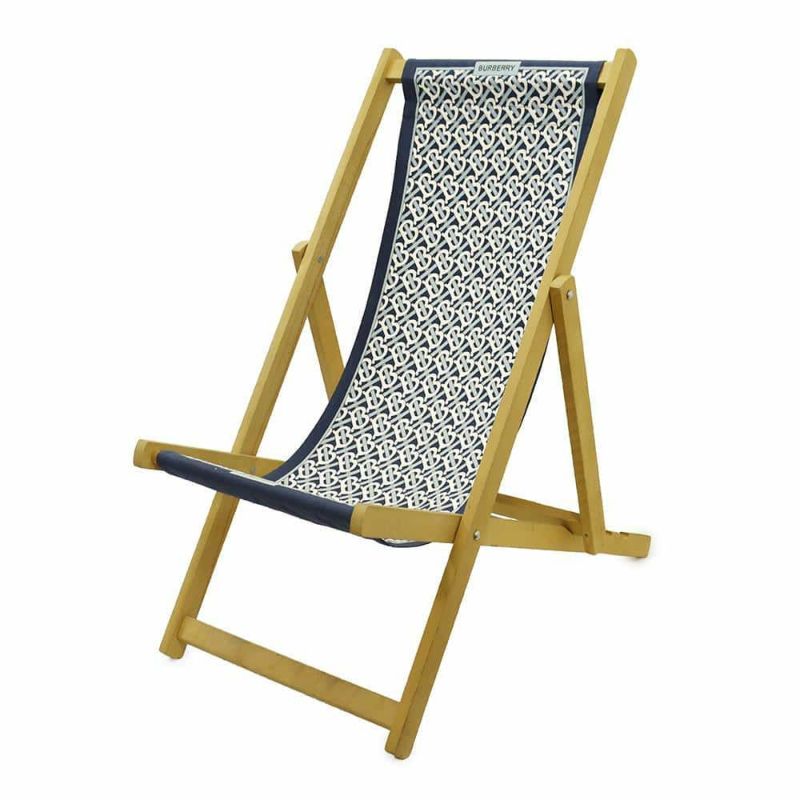 バーバリー デッキチェア TBモノグラム 折りたたみ ビーチ ウッド コットン 椅子 BURBERRY