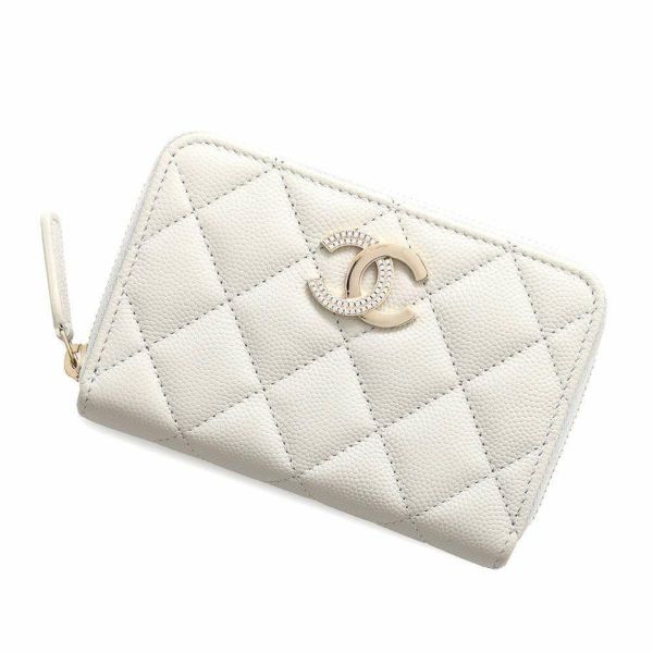 シャネル コインケース マトラッセ ココマーク キャビアスキン AP4177 CHANEL グレージュ 財布