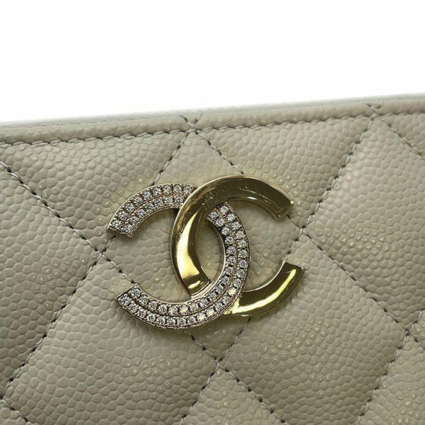 シャネル コインケース マトラッセ ココマーク キャビアスキン AP4177 CHANEL グレージュ 財布