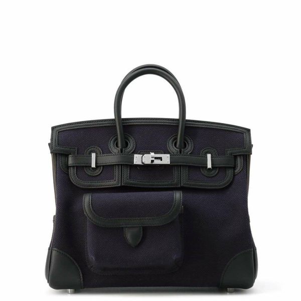 エルメス バーキン25 カーゴ ブルーマリン/ブラック/シルバー金具 トワルゴエラン/スイフト W刻印 HERMES Birkin