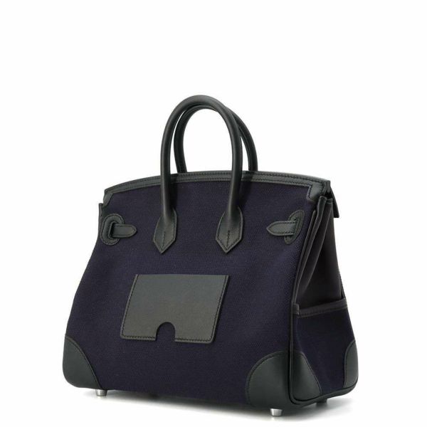 エルメス バーキン25 カーゴ ブルーマリン/ブラック/シルバー金具 トワルゴエラン/スイフト W刻印 HERMES Birkin