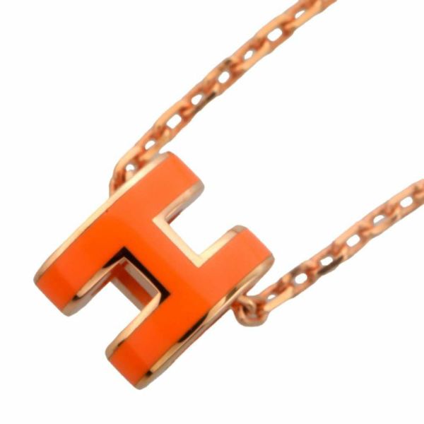 エルメス ネックレス ミニ・ポップアッシュ オレンジ/ピンクゴールド金具 HERMES アクセサリー