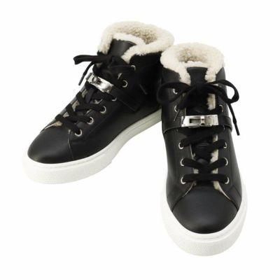 エルメス スニーカー デイドリーム  ムートン/レザー レディースサイズ37 HERMES 靴 黒