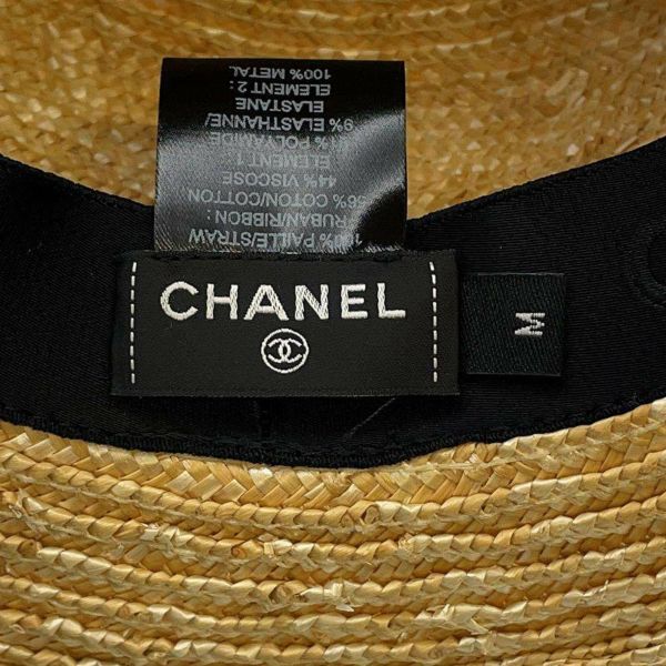 シャネル ハット ココマーク リボン ストローハット サイズM CHANEL 帽子 麦わら帽子