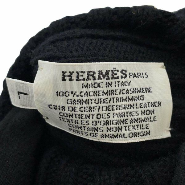 エルメス グローブ ディナン カシミヤ レザー メンズL HERMES 手袋 ミトン 黒