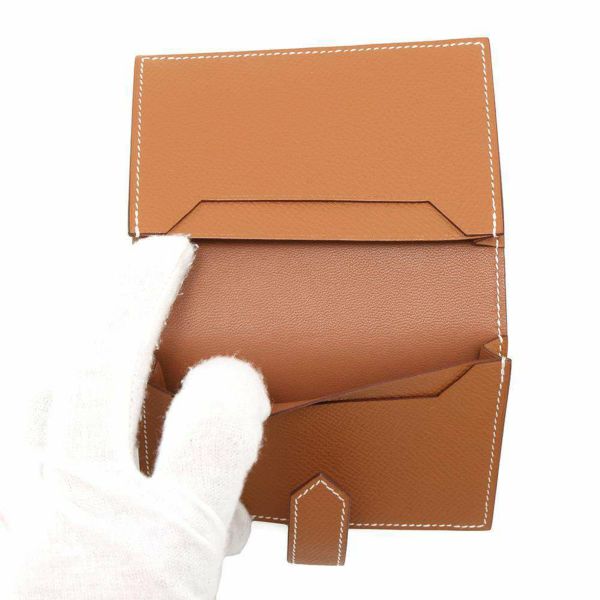 エルメス カードケース ベアン ミニ ゴールド/ゴールド金具 エプソン B刻印 HERMES 名刺入れ