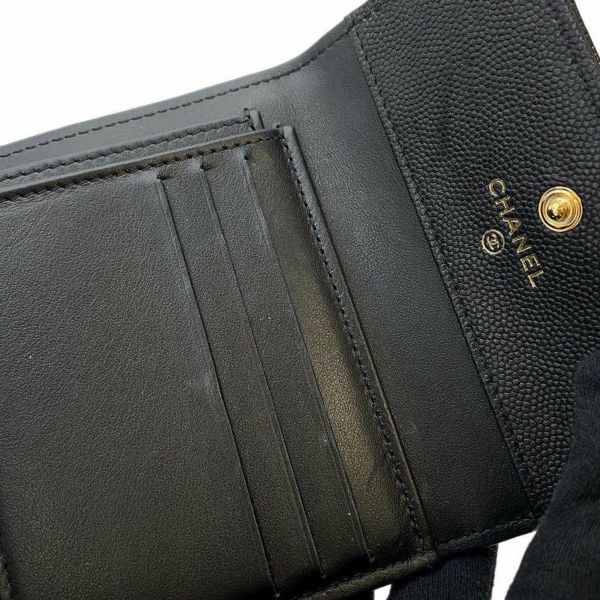 シャネル 三つ折り財布 ボーイシャネル ココマーク スモール ウォレット キャビアスキン A80734 CHANEL 財布 黒