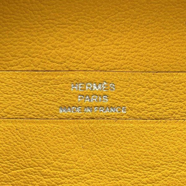 エルメス カードケース ベアン ミニ ジョーヌアンブル/シルバー金具 アリゲーターマット Z刻印 小銭入れ 財布