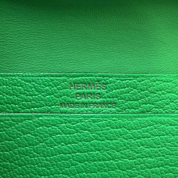 エルメス カードケース ベアン ミニ ヴェールコミック/シルバー金具 シェブルミゾル B刻印 名刺入れ シェーブル