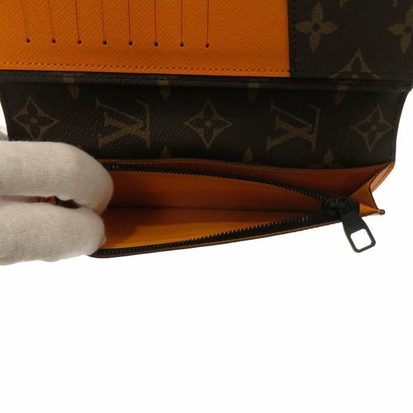 ルイヴィトン 長財布 モノグラム・マカサー ポルトフォイユ・ブラザ NM M82551 LOUIS VUITTON ブラウン/オレンジ