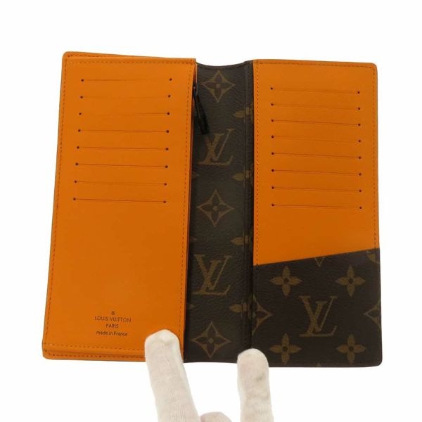 ルイヴィトン 長財布 モノグラム・マカサー ポルトフォイユ・ブラザ NM M82551 LOUIS VUITTON ブラウン/オレンジ