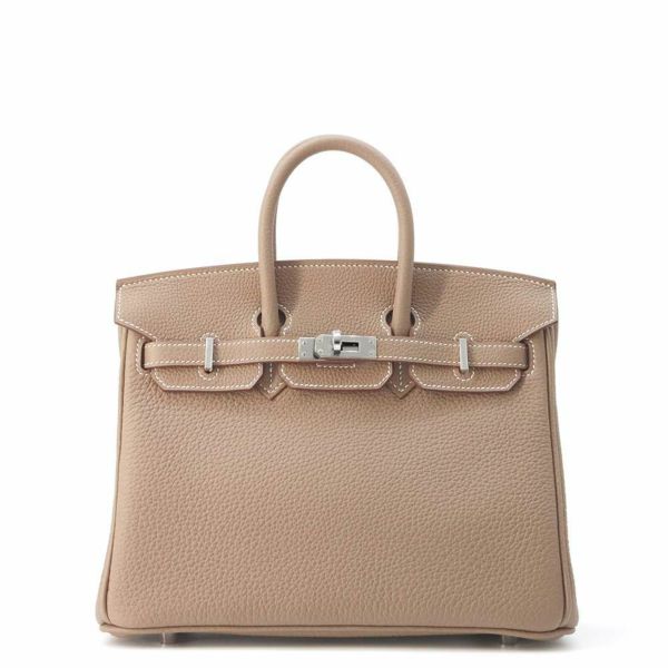 エルメス バーキン25 エトゥープ/シルバー金具 トゴ W刻印 HERMES Birkin ハンドバッグ