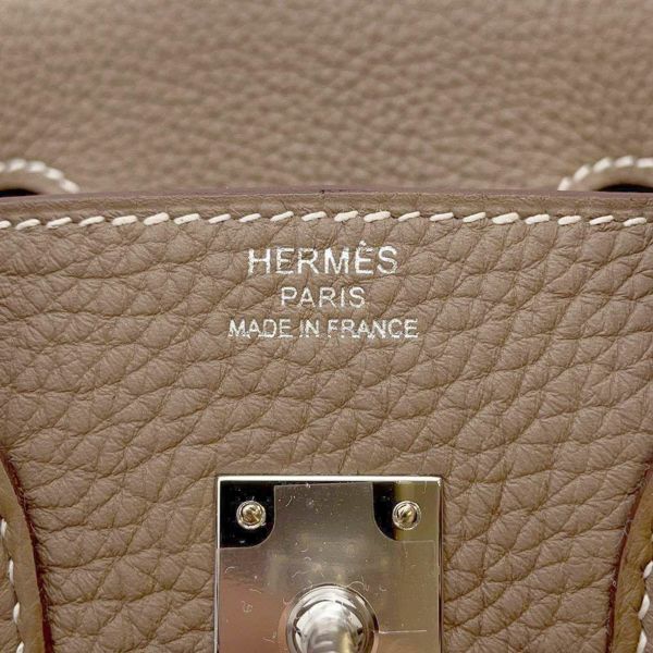 エルメス バーキン25 エトゥープ/シルバー金具 トゴ W刻印 HERMES Birkin ハンドバッグ