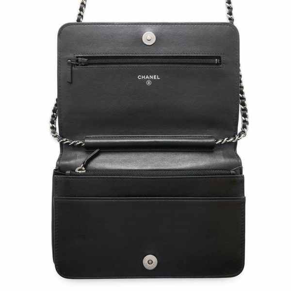 シャネル チェーンウォレット シェブロン Vステッチ ココマーク カーフスキン A70230 CHANEL 財布 黒