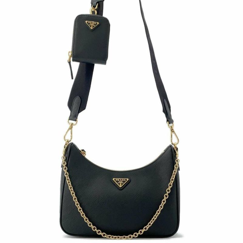 プラダ ショルダーバッグ サフィアーノ リエディション 2005 レザー 1BH204 PRADA バッグ 黒