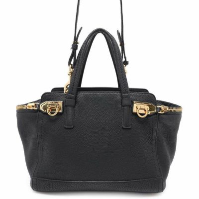 フェラガモ ハンドバッグ ガンチーニ レザー Ferragamo 2wayショルダーバッグ 黒 安心保証