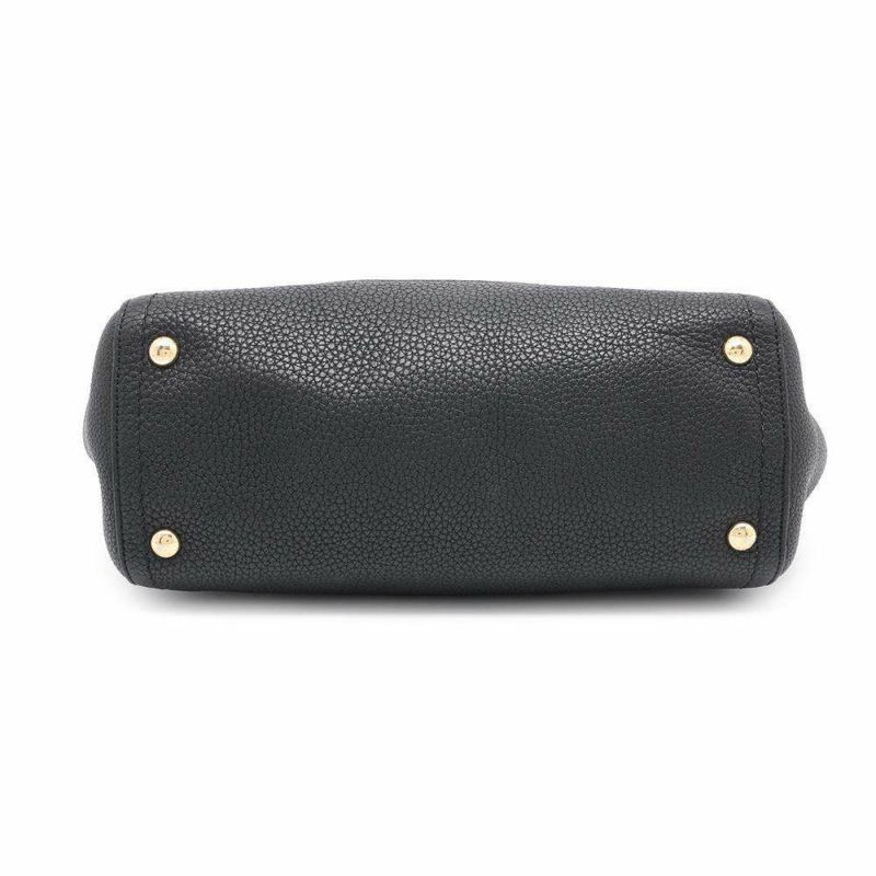 フェラガモ ハンドバッグ ガンチーニ レザー Ferragamo 2wayショルダーバッグ 黒