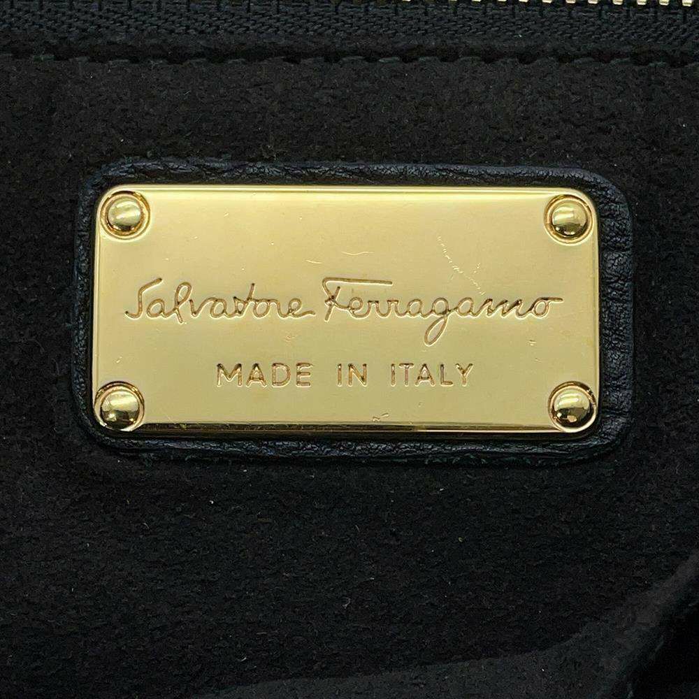 フェラガモ ハンドバッグ ガンチーニ レザー Ferragamo 2wayショルダーバッグ 黒