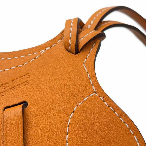 エルメス バッグチャーム パドックセル オレンジ/シルバー金具 スイフト HERMES