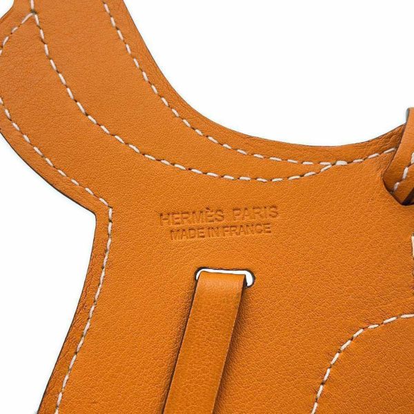 エルメス バッグチャーム パドックセル オレンジ/シルバー金具 スイフト HERMES