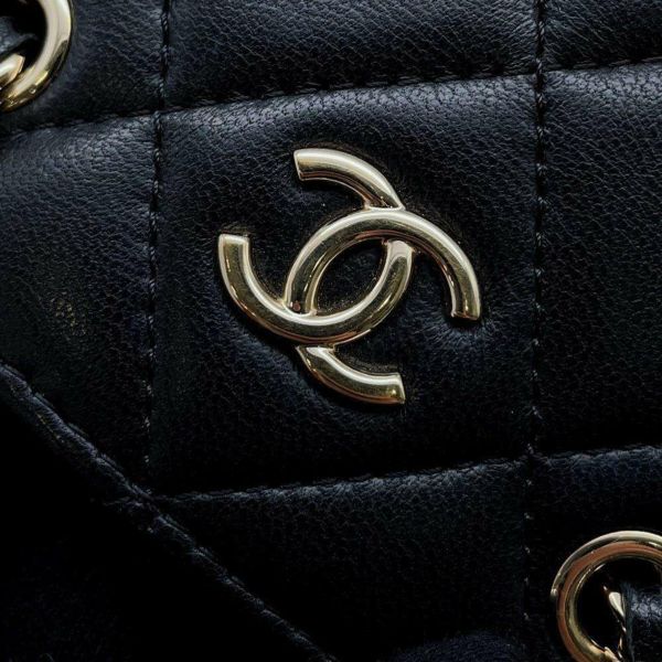 シャネル チェーンショルダーバッグ マトラッセ ココマーク ラムスキン AP2547 CHANEL ミニポシェット 黒