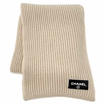 シャネル ニット帽 シルク カシミヤ ココマーク グレー アイボリー CHANEL シャネル ココマーク スポーツライン ニットキャップ