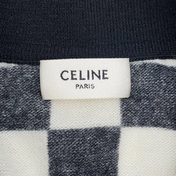 セリーヌ ニット ロゴ ポロシャツ メンズサイズXS 2A364997D CELINE トップス 白 黒