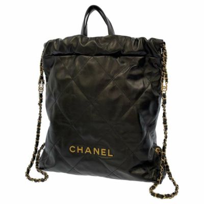 シャネル バックパック 22 ラージ ロゴ カーフレザー AS3313 CHANEL