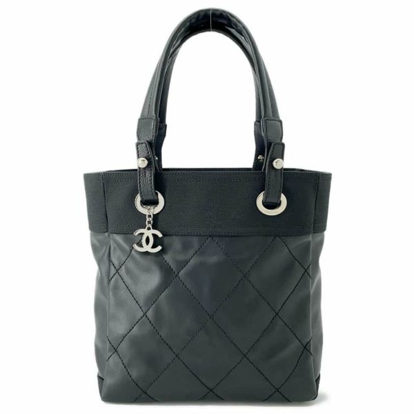 シャネル トートバッグ パリビアリッツ トートPM マトラッセ ココマーク スモール A34208 CHANEL バッグ 黒
