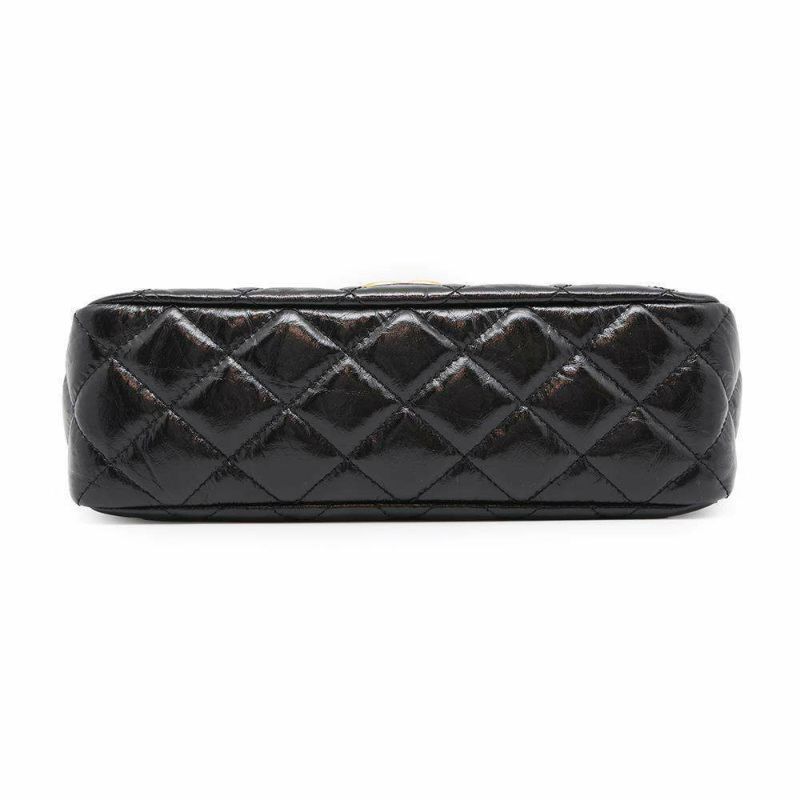 シャネル チェーンショルダーバッグ マトラッセ ココマーク シャイニークランプルカーフレザー AS4322 CHANEL 2way 黒