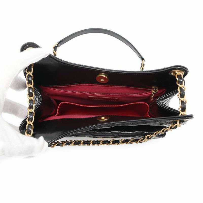 シャネル チェーンショルダーバッグ マトラッセ ココマーク シャイニークランプルカーフレザー AS4322 CHANEL 2way 黒