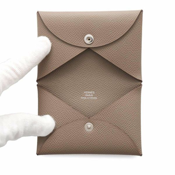 エルメス カードケース カルヴィ エトゥープ エプソン W刻印 HERMES 名刺入れ