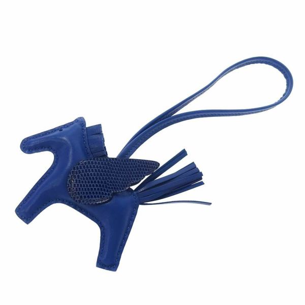 エルメス バッグチャーム ロデオPM ペガサス タッチ ブルーフランス リザード/ラムスキン U刻印