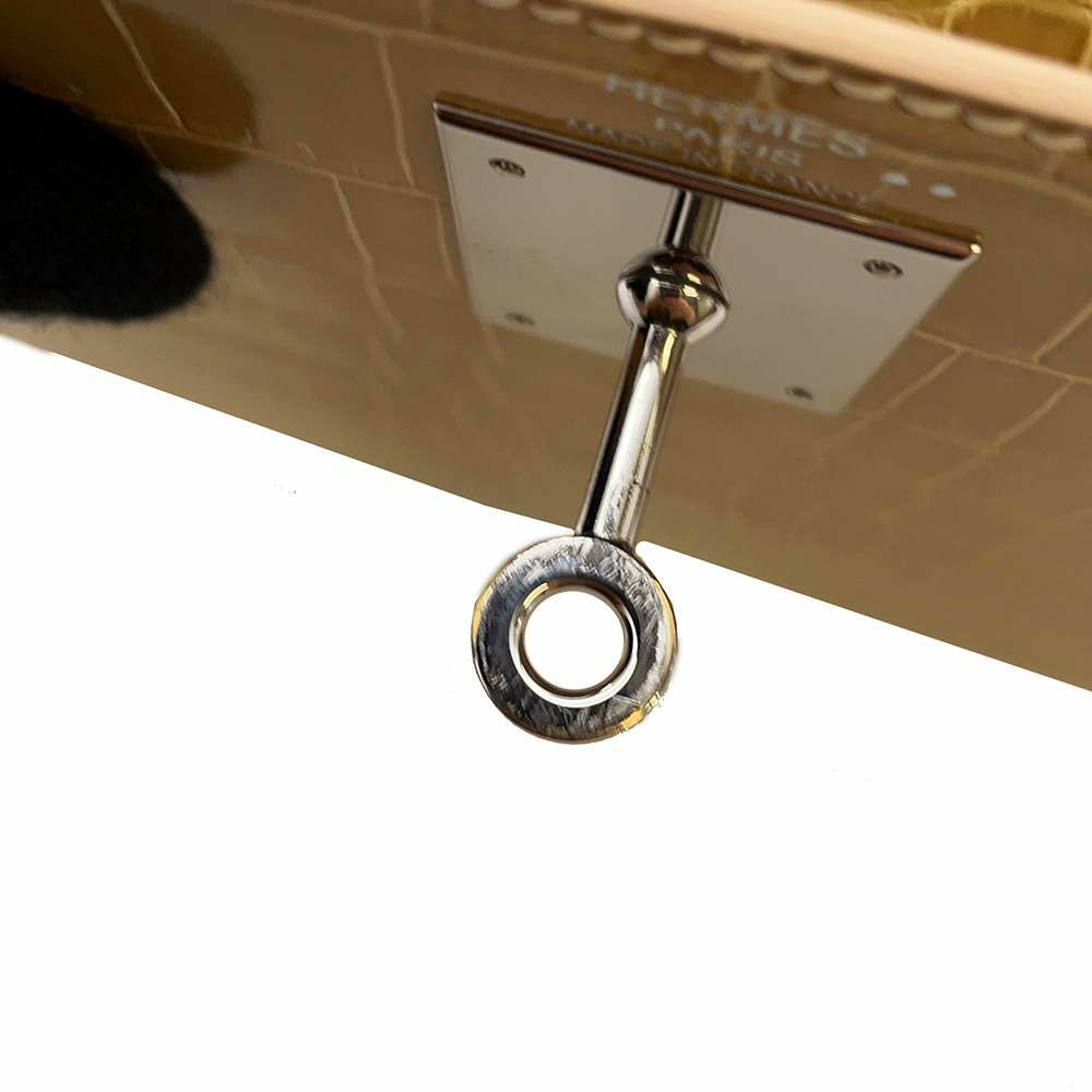 エルメス ハンドバッグ ケリー28 外縫い プシエール/シルバー金具 ニロティカス シャイン □L刻印 2way