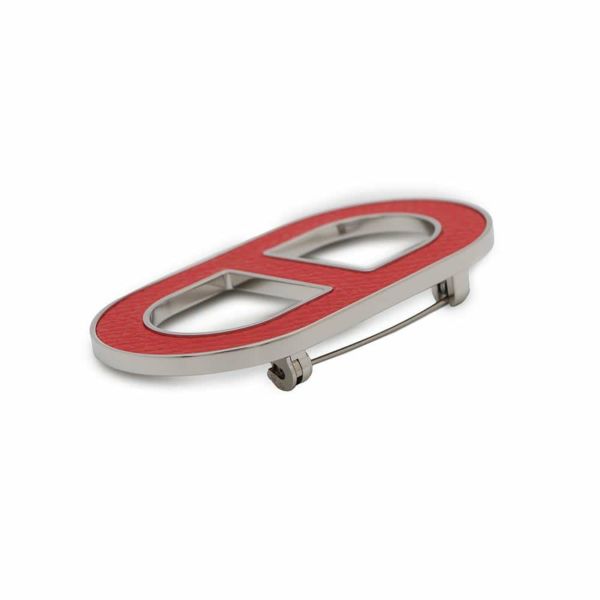 エルメス ブローチ シェーヌダンクル ルージュクー/シルバー金具 エプソン HERMES アクセサリー
