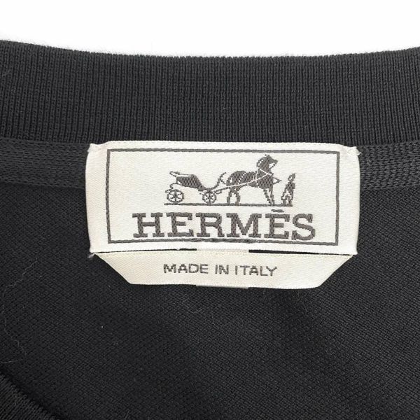 エルメス Tシャツ H 刺繍 コットン メンズサイズL HERMES トップス 黒